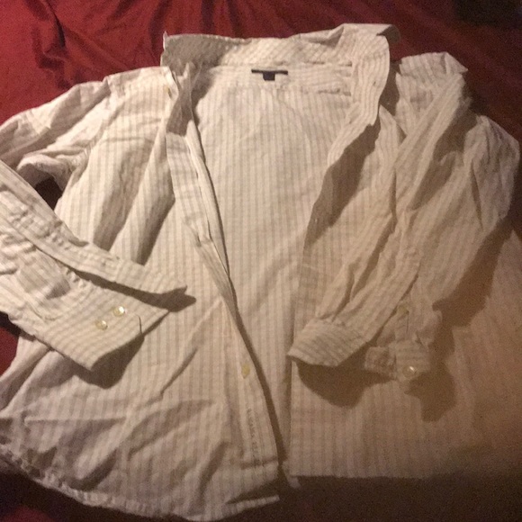 Banana Republic Other - Banana Republic White Tan Button Down Shirt sz. L
